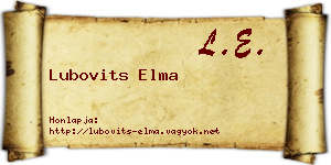 Lubovits Elma névjegykártya